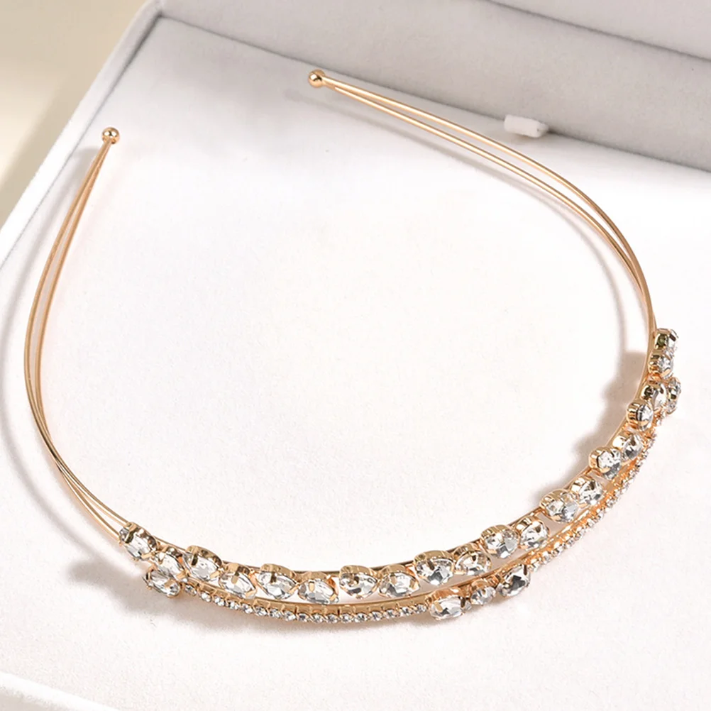 

1 шт., повязка на голову со стразами, двухслойная стильная петля для волос для свадебной вечеринки, повседневная одежда, модные аксессуары для волос со стразами