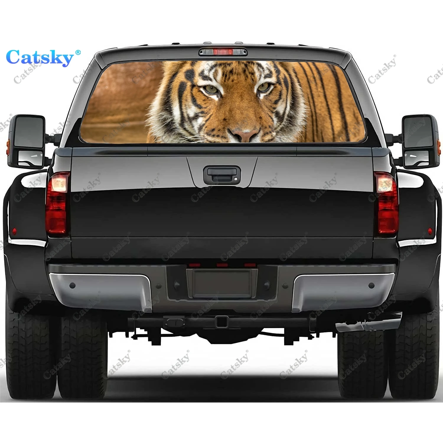 

Tiger Car Rear Window Decoration Stickers Windshield Decal Steed Truck Rear Window Decal Universal Tint Perforated Vinyl Graphic