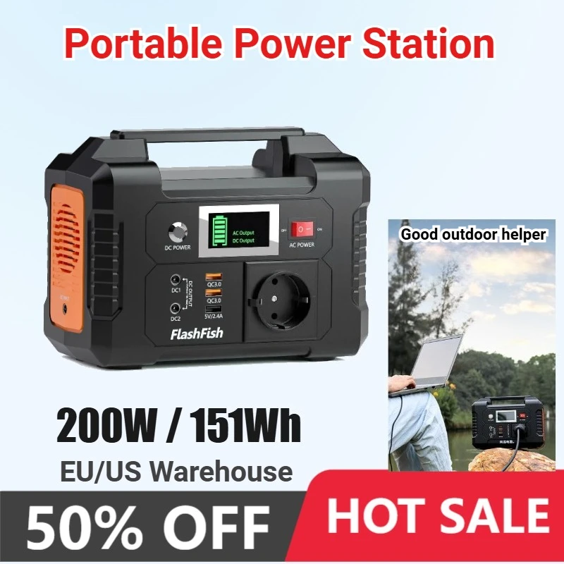 

151Wh 200W Portable Power Station Solar Generator 230V /110V AC Energy Storage Supply for Outdoor Camping Campervan Drone Backup
