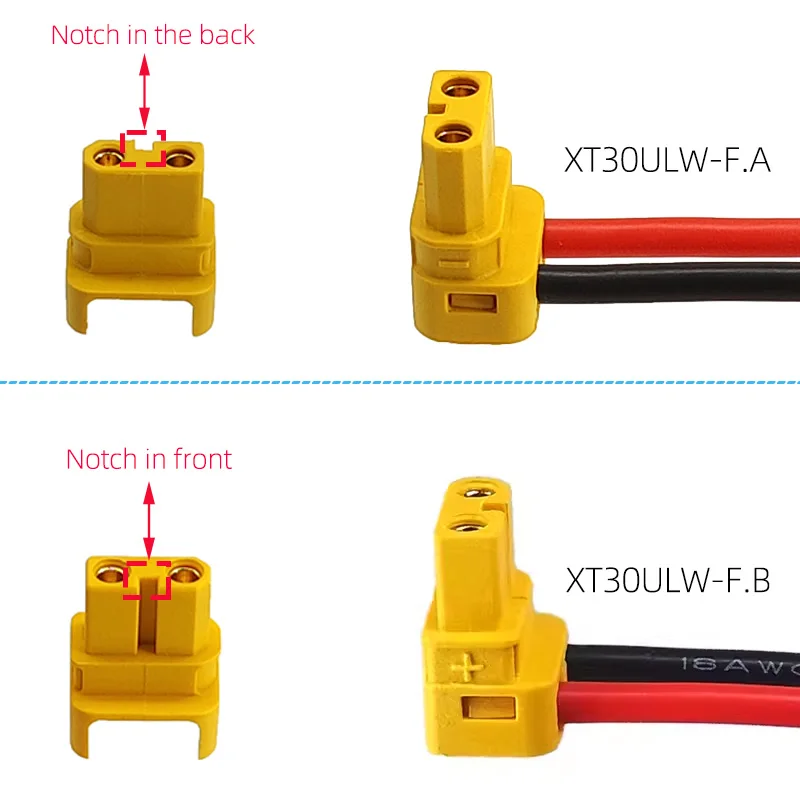 XT30 L-Shaped Lithium-Ion Battery Connector with Cable – Power Connector for Drone/Robotic Arm Power Systems, 90° Cable Exit