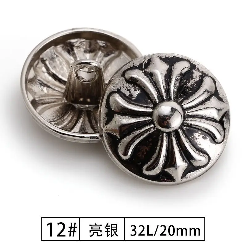 Bright Silver & Matte Silver Vintage Metal Buttons for Windbreaker Suit Shirt Clothing