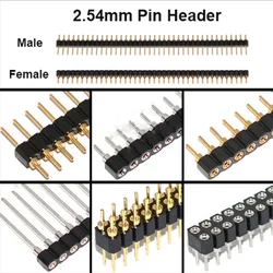 5pcs/lot 2.54mm Pitch Round Hole Pin Header Male Female Single Double Row 1*40P 2*40P Gold-plated Round Pin Header