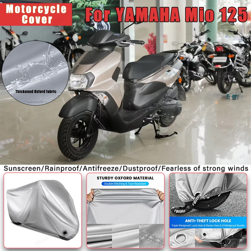 

For YAMAHA Mio 125 No Ear Motorcycle Cover - Outdoor Full Body Protection, Waterproof Dustproof Sunscreen Moto Accessories
