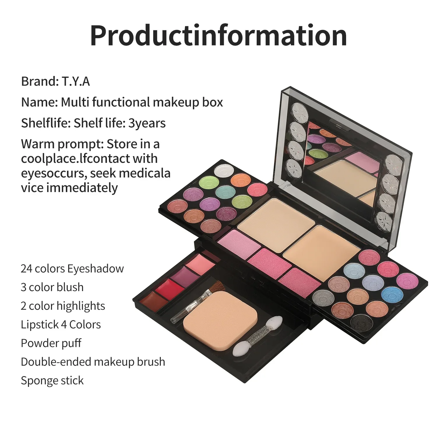 Makeup Kit Full Set Box for Girls Multi-functional All in One 33 Color Face Powder Eye Shadow Brushe Highlighter Bronzer Palette