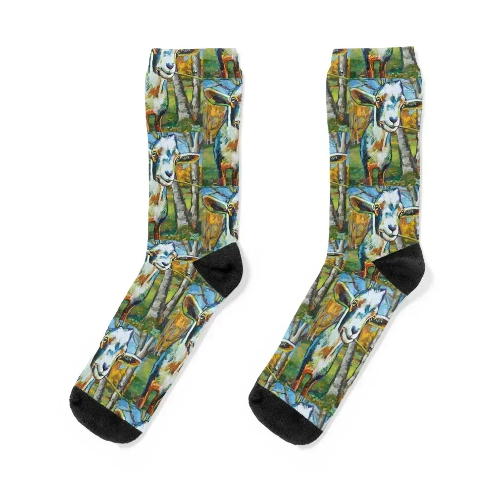 

Farm Goat and Tree Impressionist Painting Socks ankle halloween anti slip football hiking Socks Women's Men's
