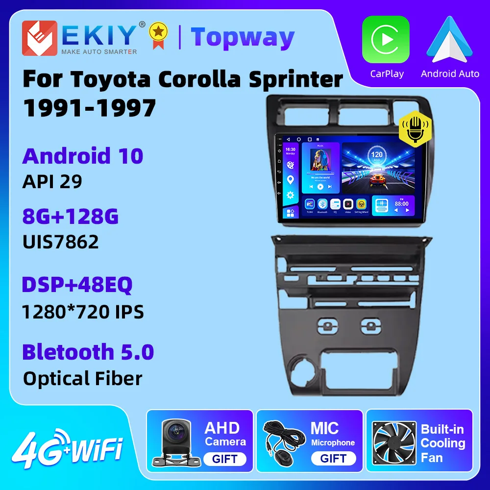 EKIY Android Stereo Car Radio For Toyota Corolla Sprinter 1991-1997Multimedia Video Player 4G GPS Android Auto CarPlay No 2 din