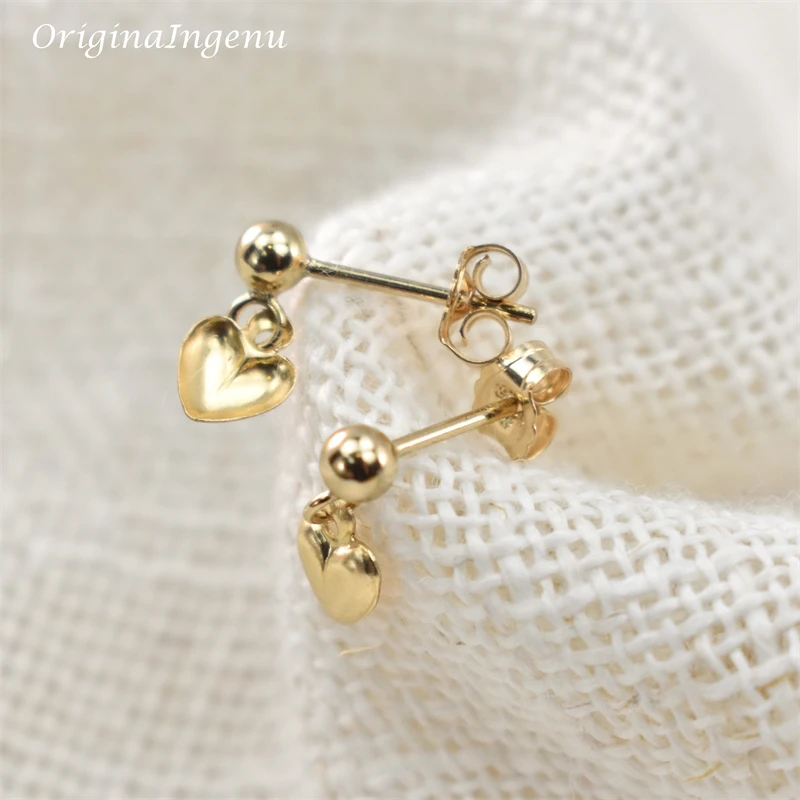 14K Gold Filled Tiny Heart Earrings Minimalism Jewelry Oorbellen Brincos Vintage Pendientes Boho Gold Earrings For Women