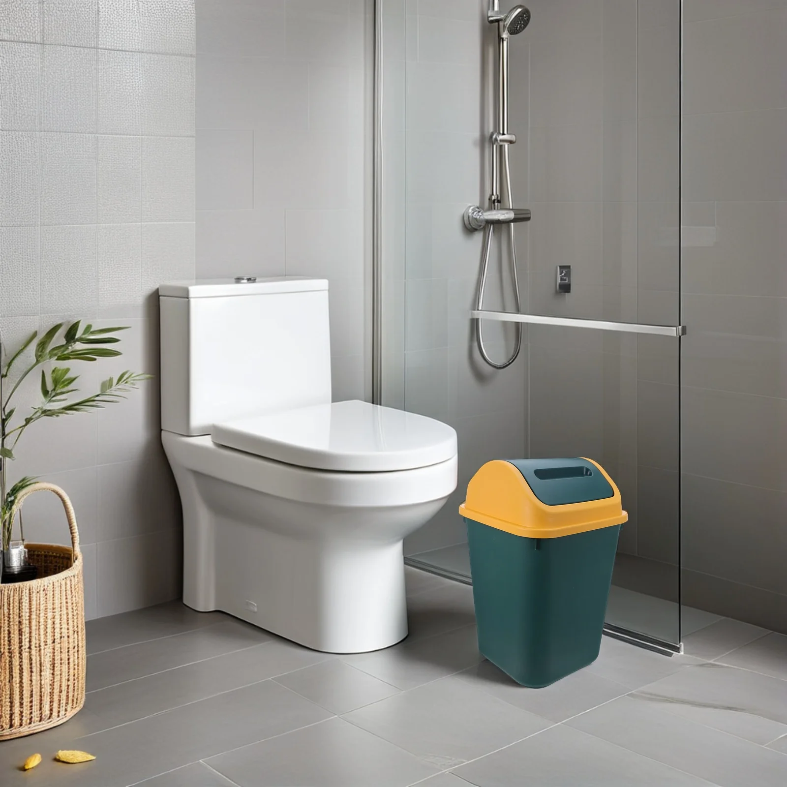 

Household Flip Trash Can Office Small Garbage Plastic Bedroom Swing-top Waste Bin