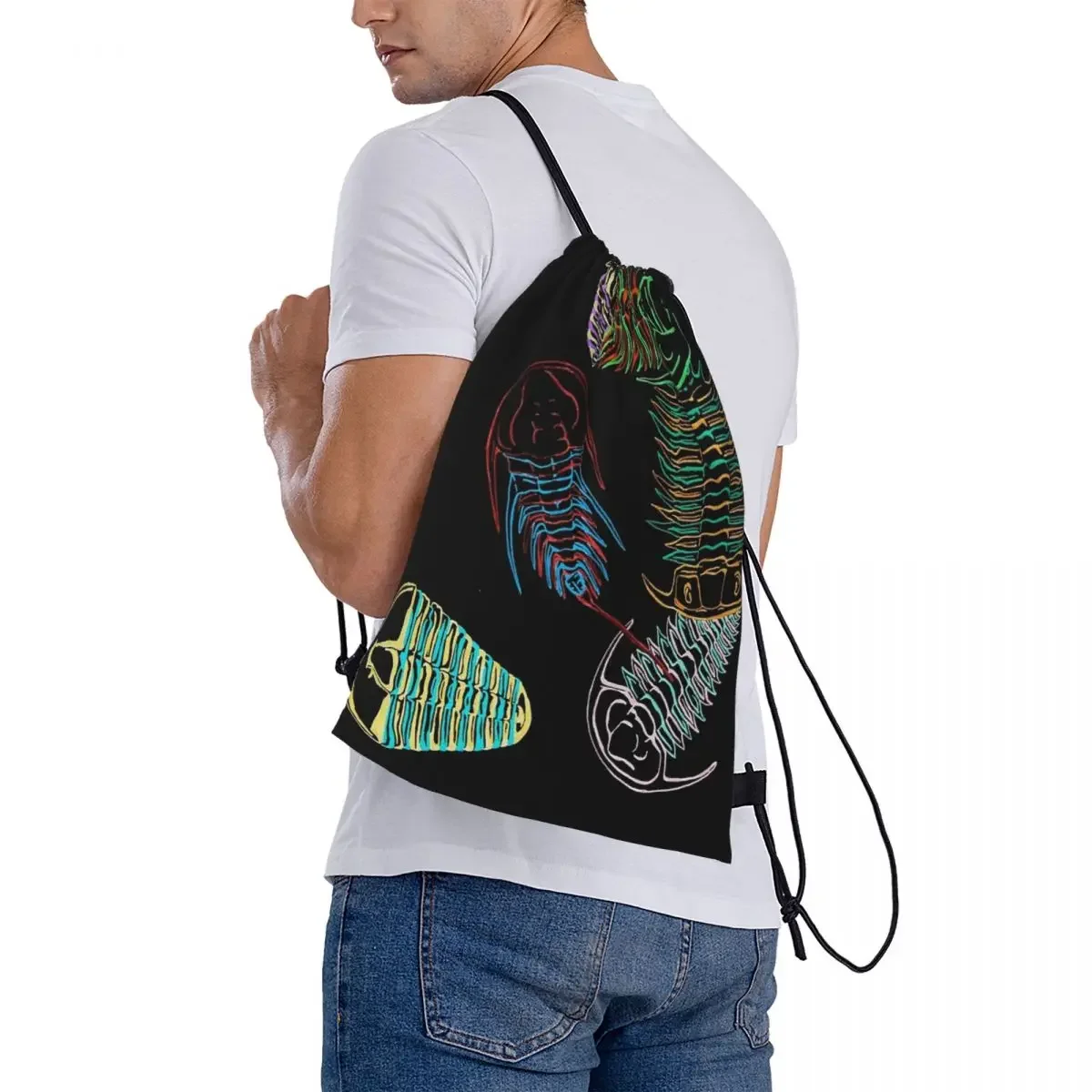 Cambrian Era Trilobites Backpacks Casual Portable Drawstring Bags Drawstring Bundle Pocket Sports Bag BookBag Travel Students