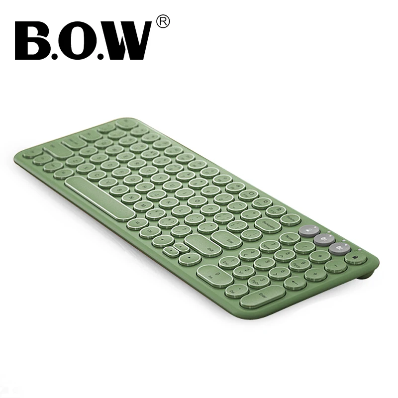 B.O.W  Bluetooth Wireless Keyboard Rechargeable, Stable 2.4Ghz &BT Dual Mode Quiet Typing 96 Keys 3 Devices Connected