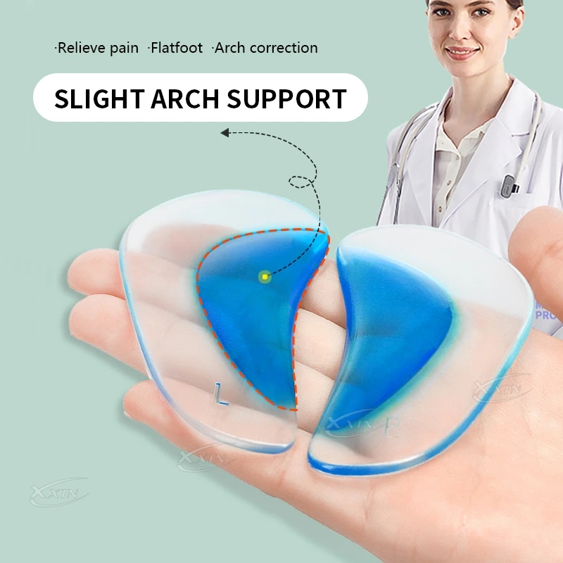 【Xxin】1/2 Pair Silicone Gel inslole Arch Support Insoles Flat Foot Orthopedic Pad