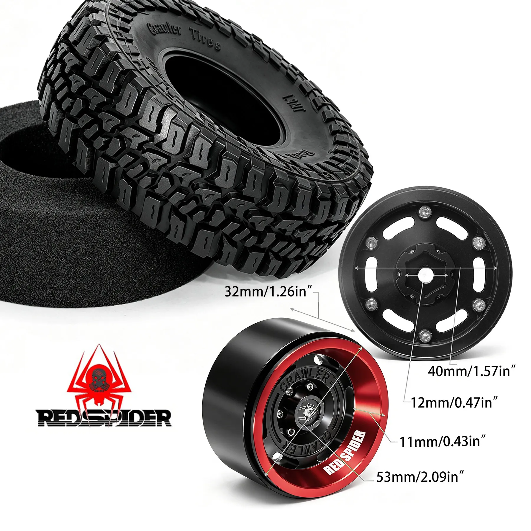 4pcs 120mm Metal Rim Wheel Tire Set for Axial Jeep SCX10 III CJ7 RC Crawler Car Upgrade Parts Accessories