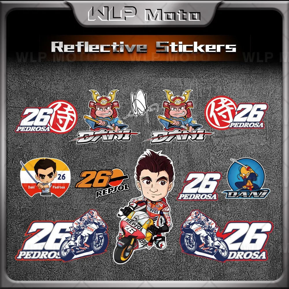 Rider No. 26 Dani Pedrosa Samurai Motorcycle Helmet RX-7X Sticker Visor Windshield Glass Lens Watertight Reflective Decal