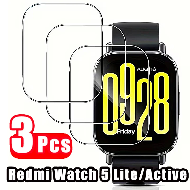 3Pcs Premium Tempered Glass For Xiaomi Redmi Watch 5 Lite Watch5 Active Smartwatch Screen Protector Clear Film
