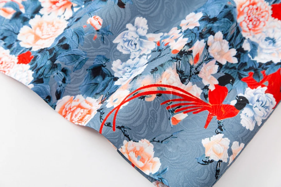 Vestido acampanado con estampado de flores para mujer, vestidos informales sin mangas con cuello redondo y pájaros