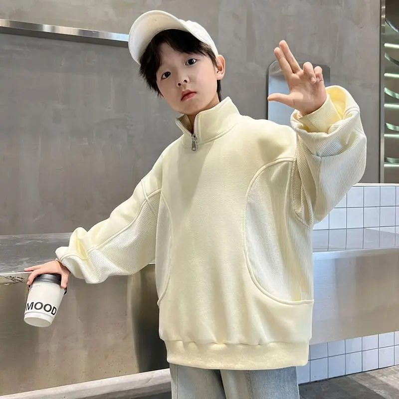 

Стильная модная толстовка среднего и большого размера для мальчиков, весна-осень 2021, новое поступление, воротник-стойка, длинный рукав