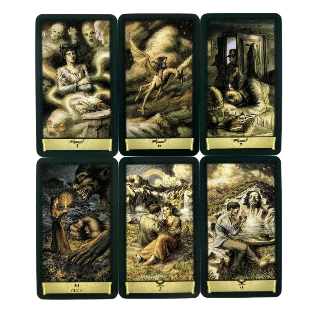 Russische schwarze Tarotkarten, Wahrsagerei, Wahrsagerei mit Papierführer, Trainingsdeck, Unterhaltung, Brettspiel, Party-Edition – Detail 5