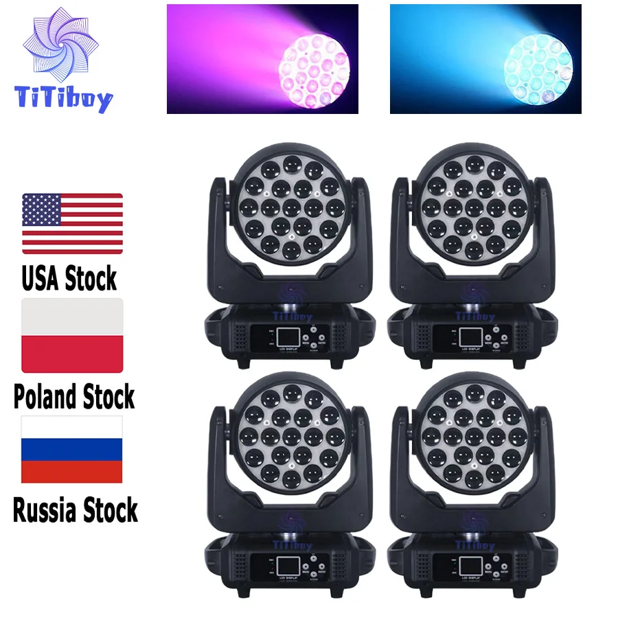 

0 Tax 4Pcs 19x15W NEW Version Of CTO And ECO Function Led Wash Zoom 19x15W Rgbw Moving Head Light Zoom Wash Moving Head Lyre