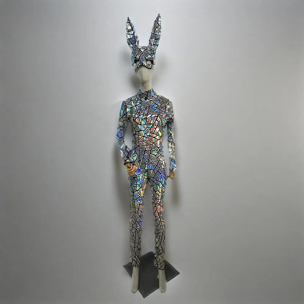 

Mirror jumpsuit dance suits Mirror Costume for nightclub stage performance Overalls Rock Hip Hop Tide Cool Performance Clothes