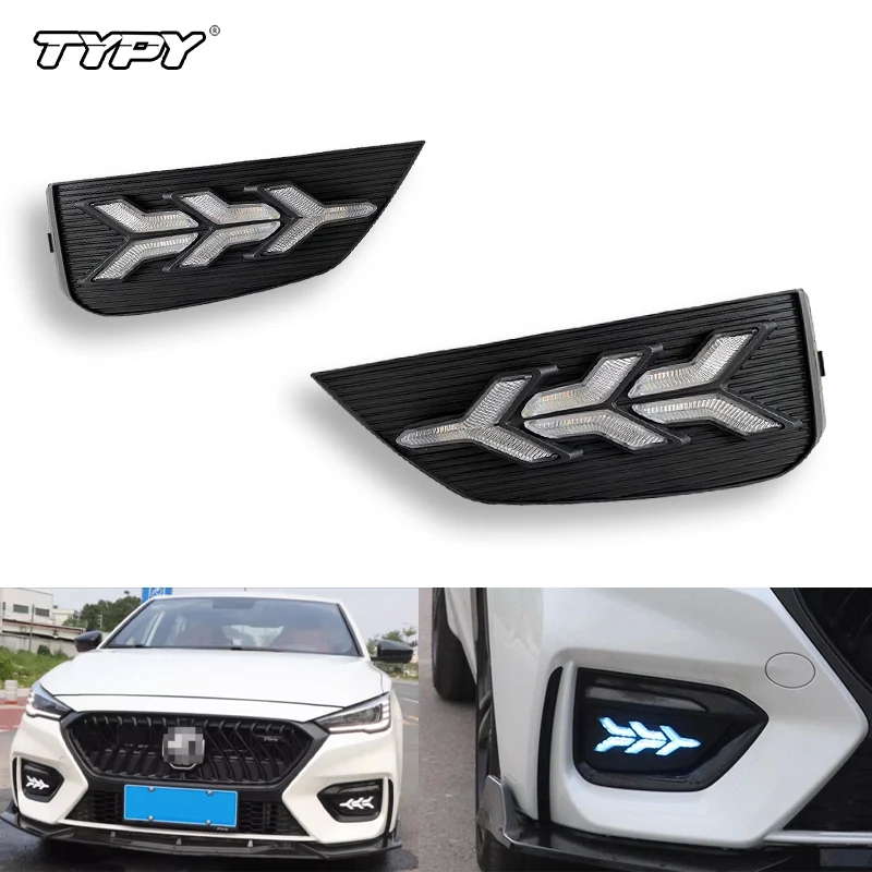 

Автомобильные мигающие 1 пара автомобильных светодиодных DRL дневных ходовых огней для MG6 MG 6 2020 2021 2022 2023 с желтыми чехлами противотуманных фар указателя поворота