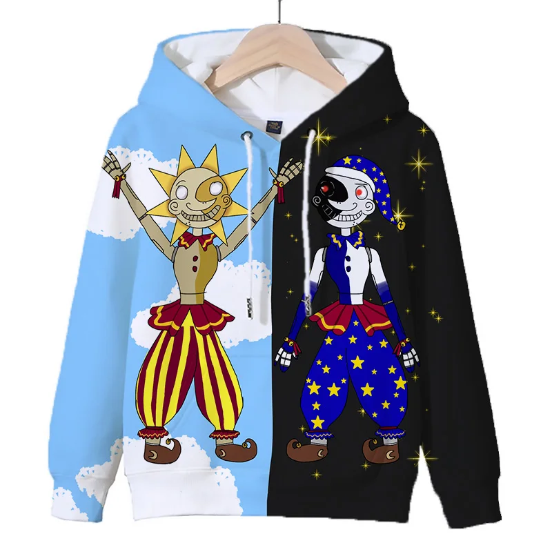 Fnaf Sundrop Moondrop Hoodie Girls Hooded Sweatshirts Funny Cartoon Kids Hoodies Boys Casual Pullovers Harajuku Hoody Tracksuit