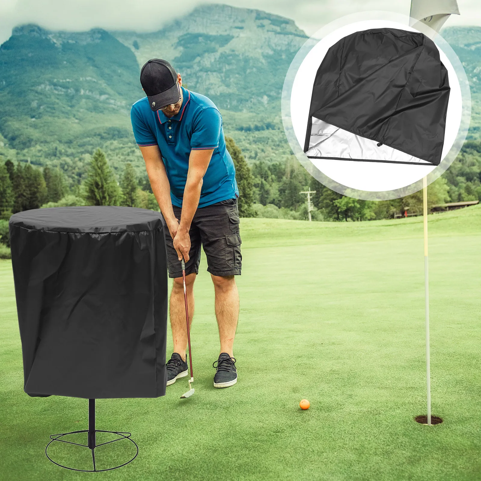 

Чехол для корзины для гольфа из высококачественного полиэстера, защитный чехол от износа, с завязками, водонепроницаемый, ветрозащитный, для игры в диск-гольф