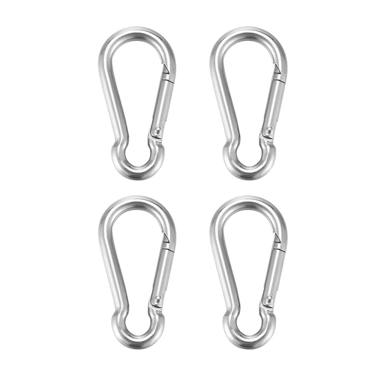 A01M-4Pcs M6 Spring Snap Hooks Heavy Duty Stainless Steel 304 Swing Set Accessories Fit For Gym,Camping,Traveling