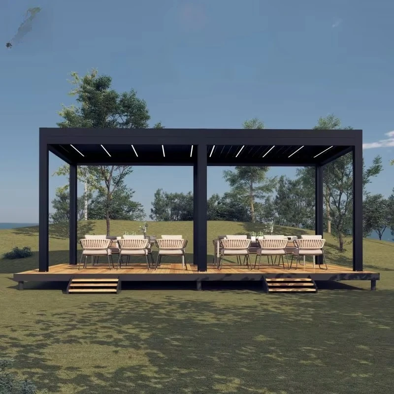Factory Direct 2026 Aluminum Awning Canopy Pergola Outdoor Waterproof Gazebo Roof Ideas 3x3 3x4 4x3 4x4 4x5 4x6 6x3 6x4 6x5 6x6m view 2