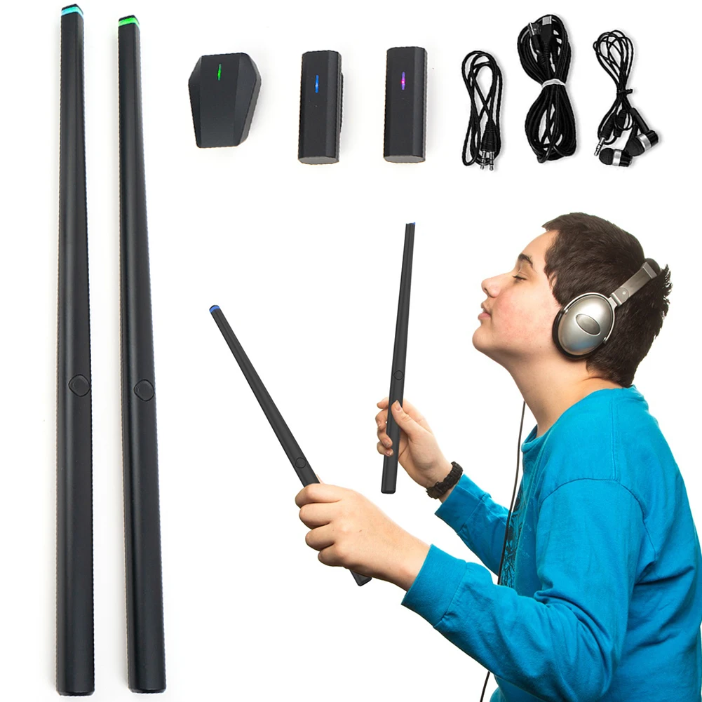 Somatosensory Virtual Drum Kit Electronic Air Drumsticks Musical Instrument Smart Wireless Portable Virtual Drum Stick Kit Mix