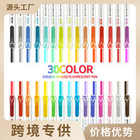 30 Colors Dual Tip Highlighters Set - Double Ended Pastel Markers for School Office,Notes, No Bleed, Vibrant & Cute Art Supplies