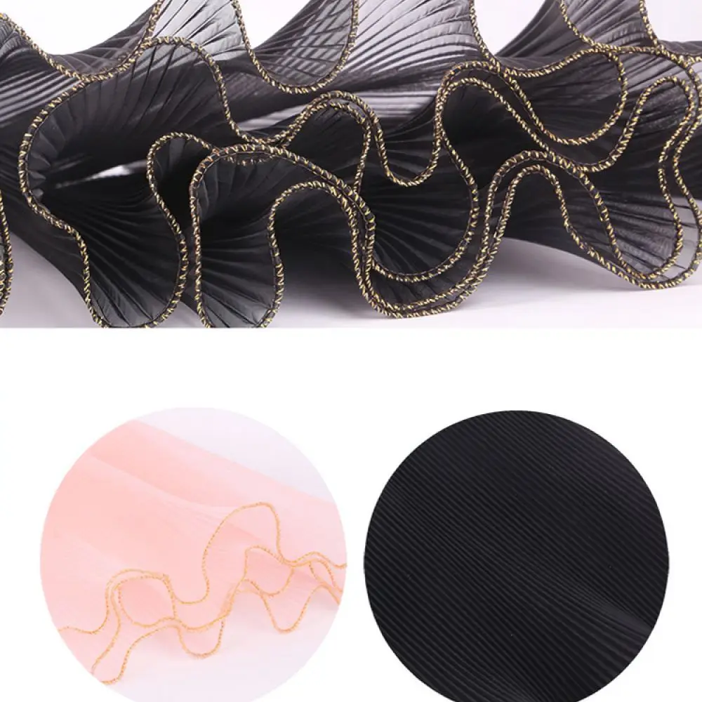 Ruffled Wave Pattern Floral Packaging Mesh Pearl Decorative Fabric Bouquet Wrapper For Wedding Ceremony Holiday Gift Supplies