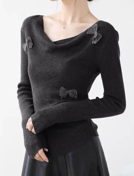 

Spring Women's Butterfly Collar Woolen Top Elegant Fashionable New Arrivals