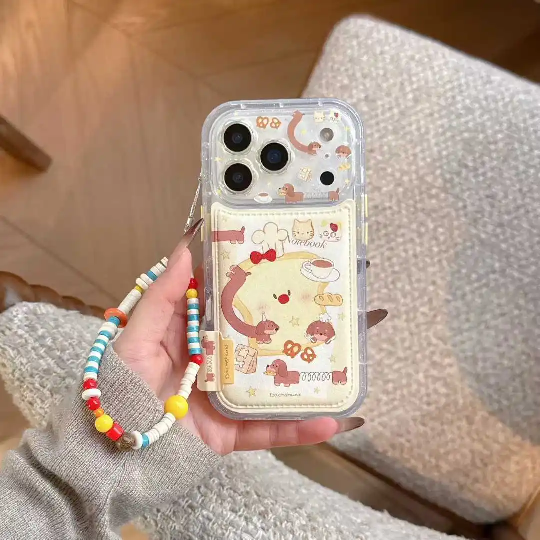 

Cartoon Toast bread Dachshund Dogs Phone Case For iPhone 17 Pro 16 15 14 13 Pro Max lovely camera protection Cover﻿﻿