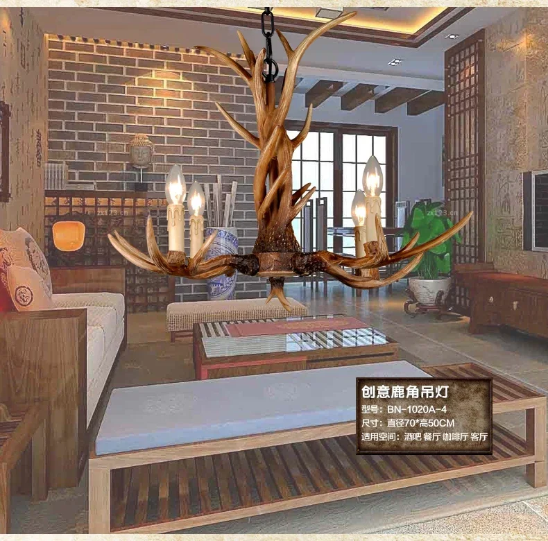 Europe Country 4/6/8/10 Head Candle Antler Chandelier American Retro Resin Deer Horn Lamps Home Decoration Lighting E14 110-240V