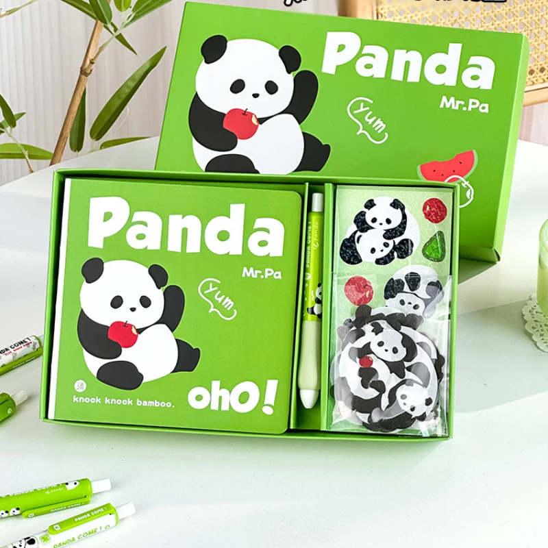 

Panda Comes Hand Ledger Gift Box Set Girl Hand Ledger Gift Cute Girl High Appearance Note Daily Planner Travelers Notebook
