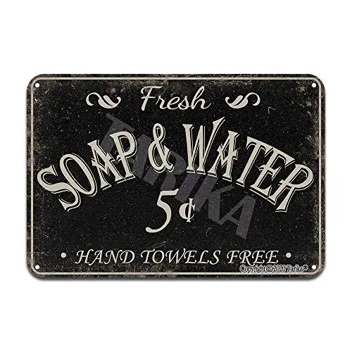 Fresh Soap & Water Hand Towels Free Vintage Bathroom Decor Iron Poster Painting Tin Sign Vintage Wall Decor for Cafe Bar Pub