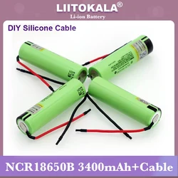 LiitoKala New Original NCR18650B 3.7v 3400mAh 18650 Li-ion Rechargeable Battery Welding Silica gel Cable DIY