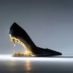 2025 European and American Summer New Bright Face Women's Single Shoes Fashion Pointed Teeth Design High Heel Show Women's Shoes