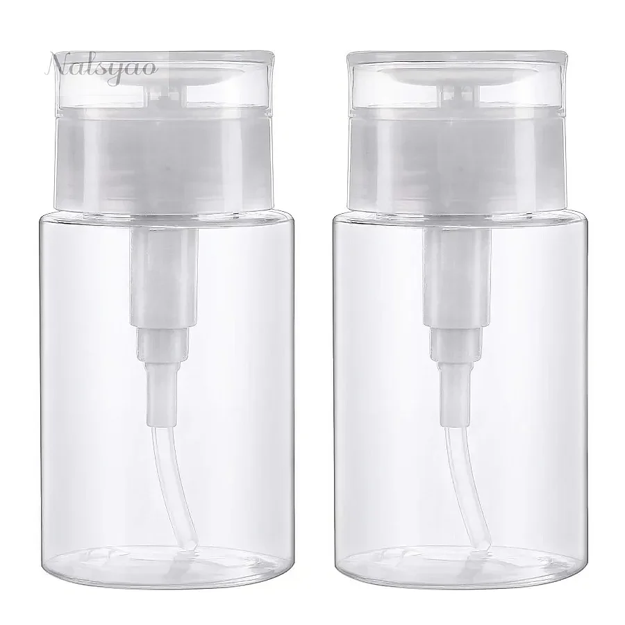 100ml Refillable Empty Press Pump Bottle Clear Dispenser Liquid Container for Makeup Remover Nail Polish Cleaner Manicure Tool