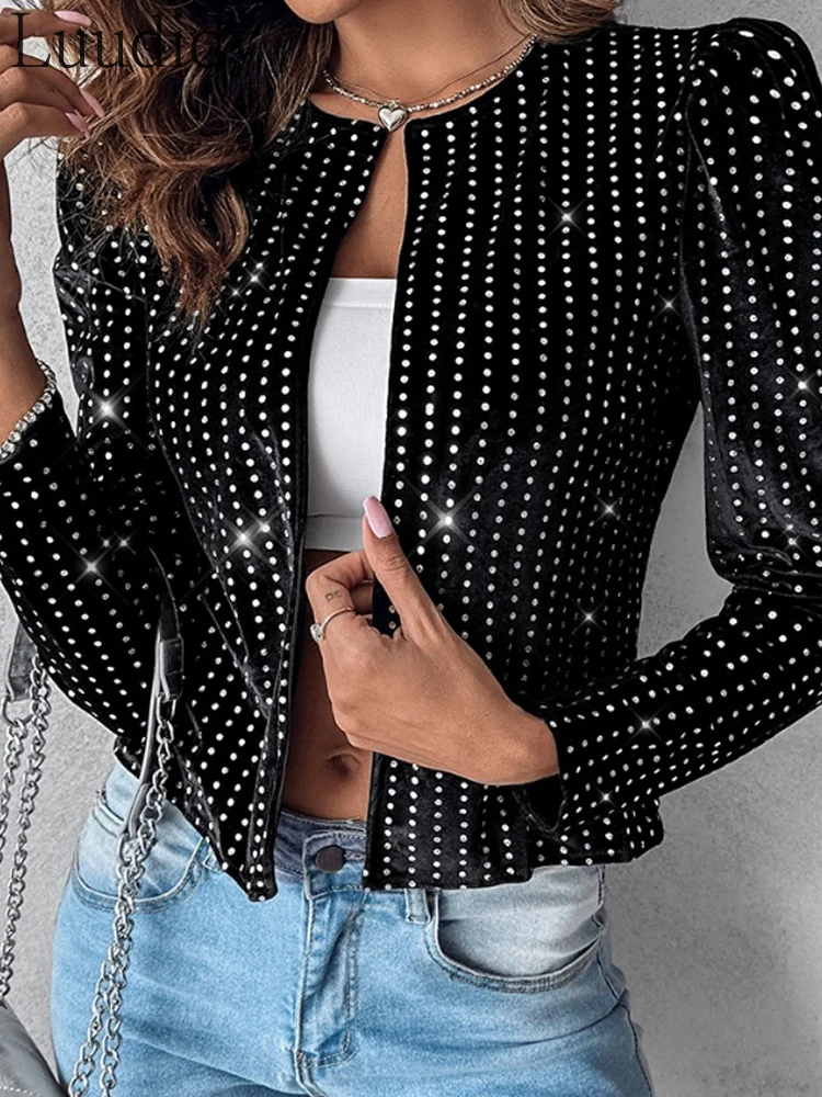 Cappotto a maniche lunghe con paillettes da donna