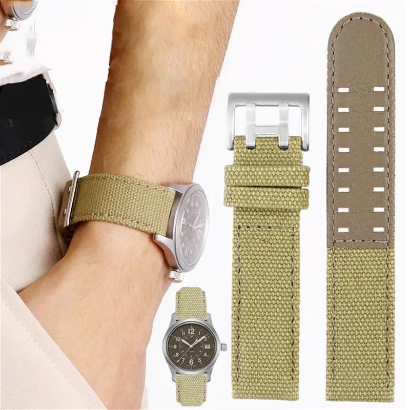 SCHIK For Hamilton Khaki Field Watch h760250/h77616533/h70605963 H68201993 Watch Strap Genuine Leather Nylon Men Watch Band