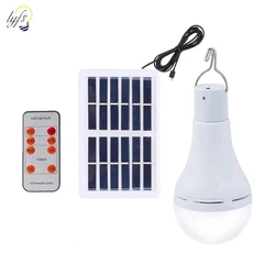 Bombilla LED Solar para exteriores, luz colgante con temporizador y Control remoto, impermeable, para jardín, senderismo, Camping, pesca, luces de emergencia