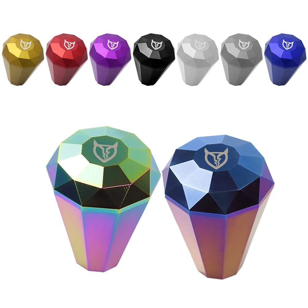 JDM 7cm Devil Broken Heart Diamond Shape Aluminum Manual Gear Stick Shift Knob Neo Chrome and burnt blue Car  Accessories