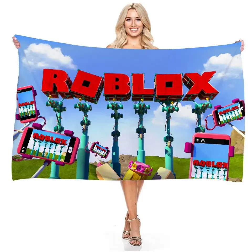 Animation Game Robloxx Series Surrounding Children\'s Bath Towel Anti-sand Microfiber Beach Towel Picnic Cloth Background Cloth