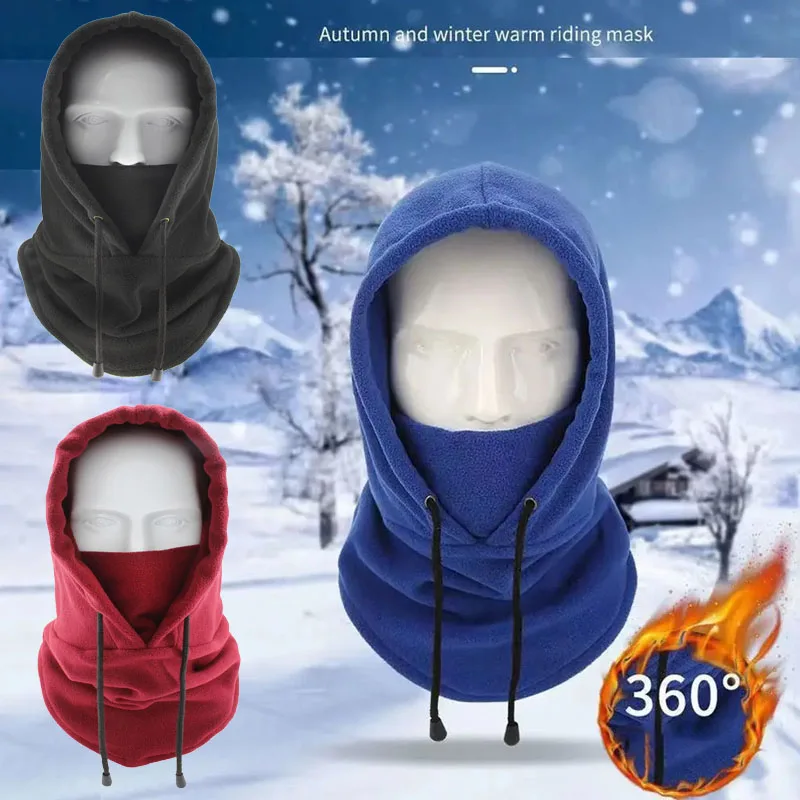 Volwassen Mode Winter Polar Fleece Warme Outdoor Hoed Mannen Vrouwen Trekkoord Winddicht Volledig Gezicht Skimasker Caps Man Mutsen Sjaals