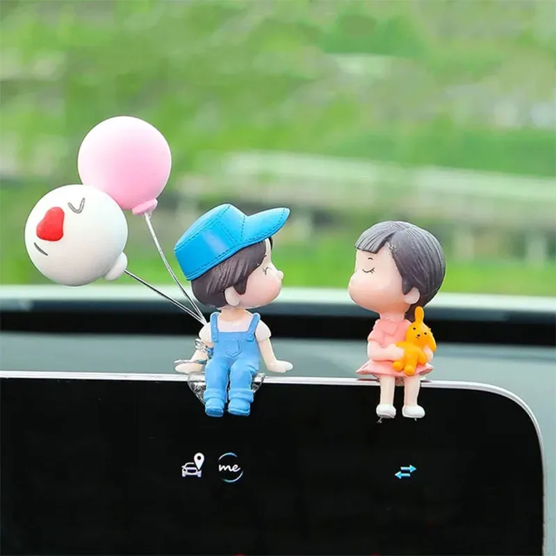 Auto Ornamente Niedlichen Cartoon Paare Action Figur Figuren Ballon Ornamente Auto Innen Zubehör Für Dashboard Mädchen Geschenke – Detail 7
