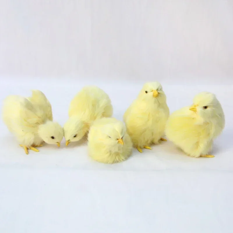 5Pcs Realistic Fake Easter Chicks Decor Chirping Baby Fake Chicken Figurine Easter Photo Props Photography Decoration for Home