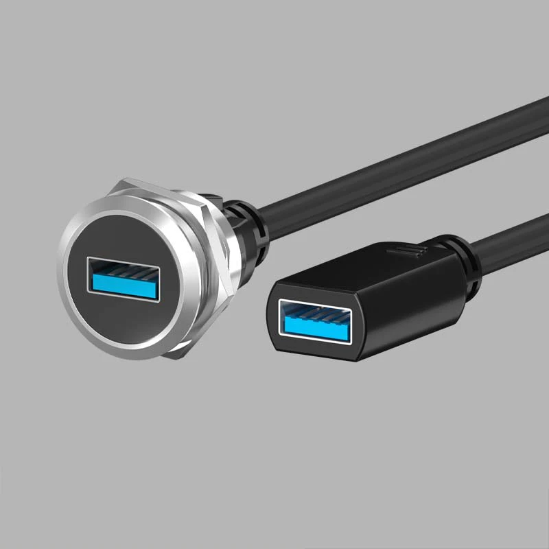 USB3.0 Panel Mount USB A socket to socket with cable USB adapter Pass Through Coupler Pass Through Usb Connector with 20mm cable