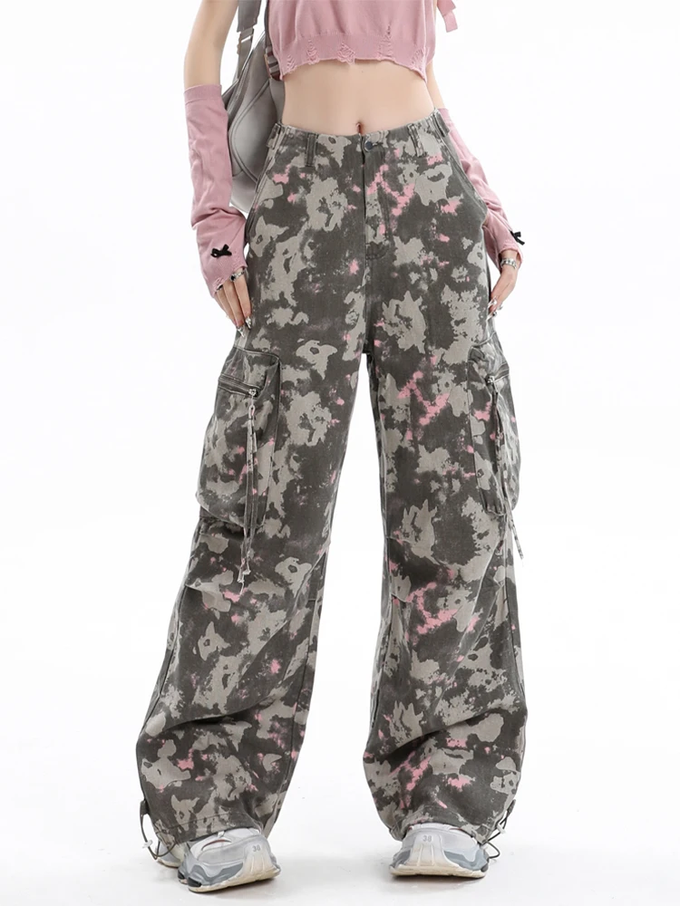 

Женские камуфляжные готические длинные брюки-бойфренды с высокой талией Y2k, мешковатые брюки, японские брюки-карго в стиле Харадзюку 2000-х годов, новые брюки-карго в стиле гранж