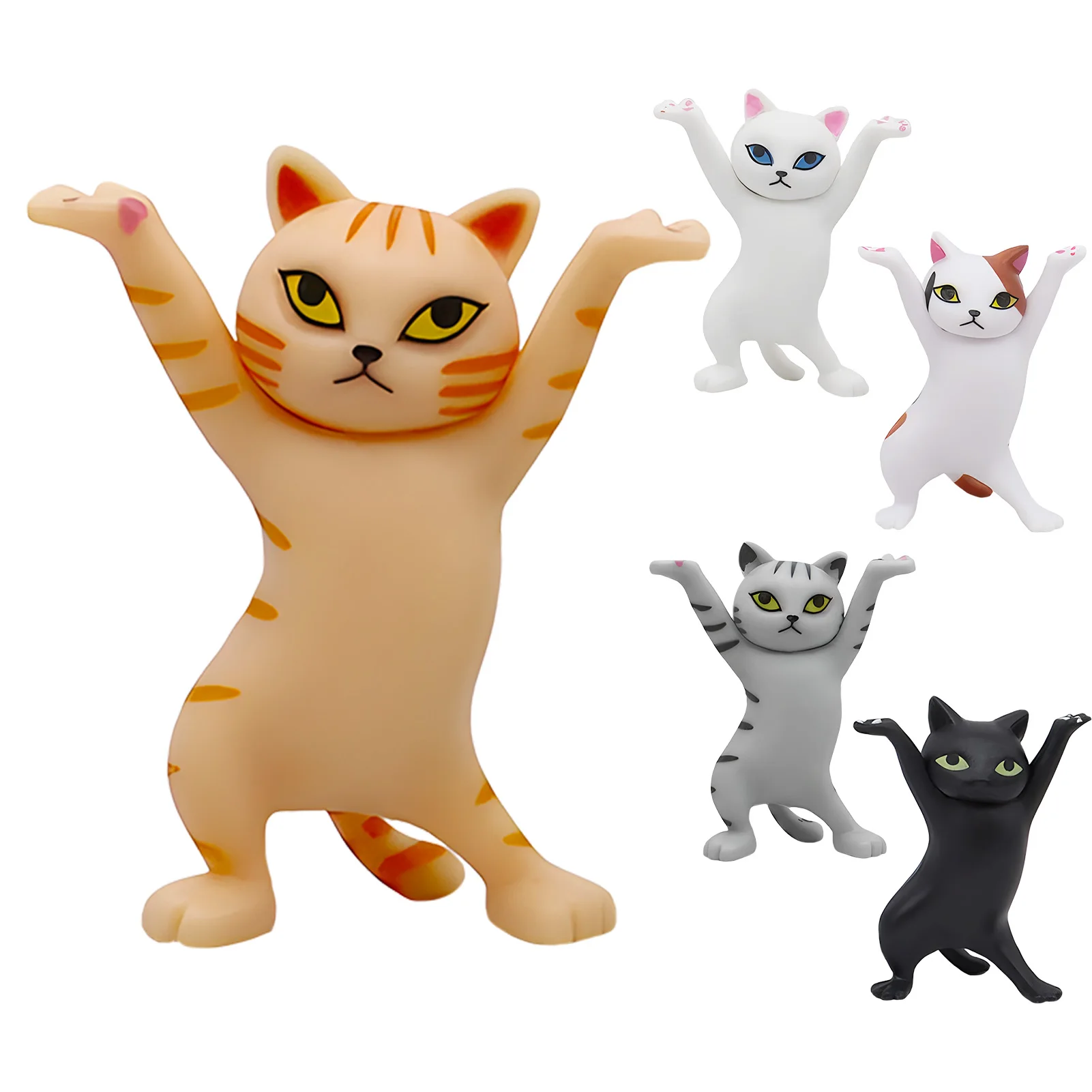 5pcs Office Pen Holder For Desk Bathroom Study Funny Exquisite Bedroom Dancing Cats Kids Cute Ornaments Student Garden